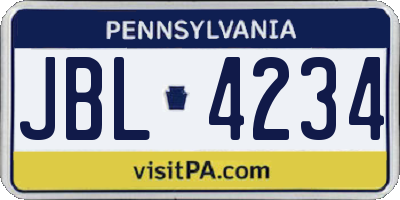 PA license plate JBL4234