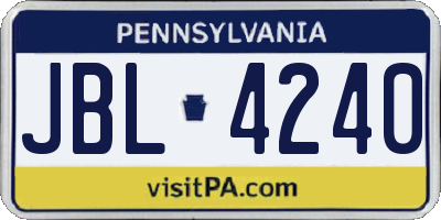 PA license plate JBL4240