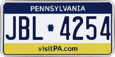 PA license plate JBL4254