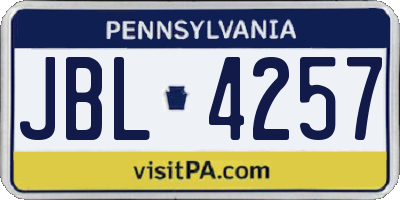 PA license plate JBL4257