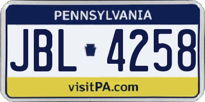 PA license plate JBL4258