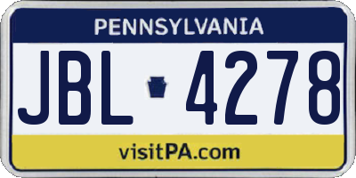 PA license plate JBL4278