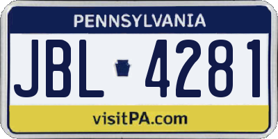 PA license plate JBL4281