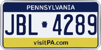 PA license plate JBL4289