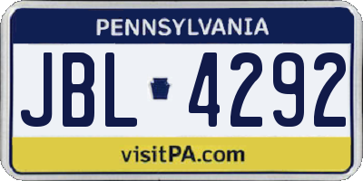 PA license plate JBL4292