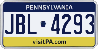 PA license plate JBL4293