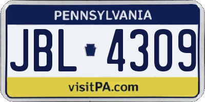 PA license plate JBL4309