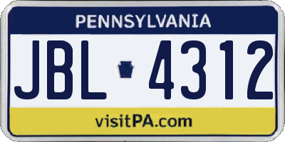 PA license plate JBL4312