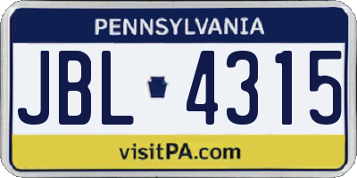 PA license plate JBL4315