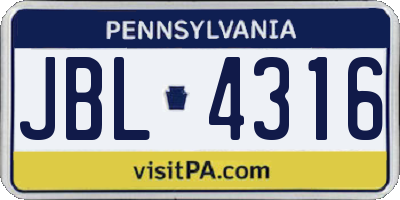 PA license plate JBL4316