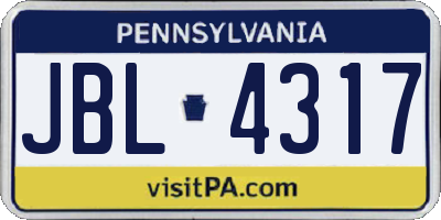 PA license plate JBL4317