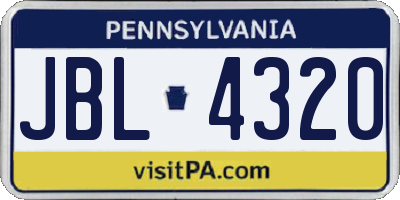 PA license plate JBL4320