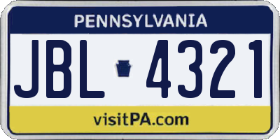 PA license plate JBL4321