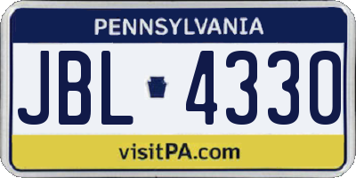 PA license plate JBL4330