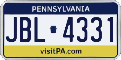 PA license plate JBL4331