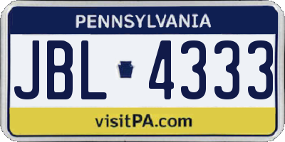 PA license plate JBL4333