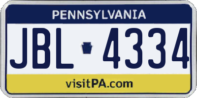 PA license plate JBL4334