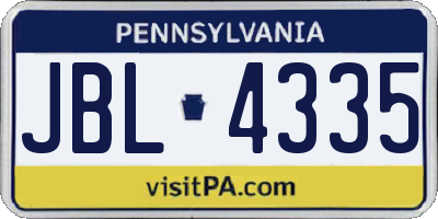 PA license plate JBL4335