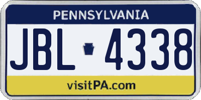 PA license plate JBL4338