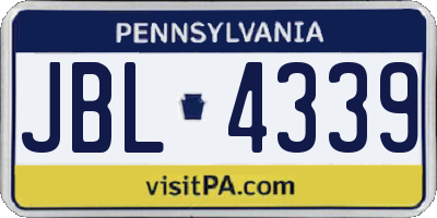 PA license plate JBL4339