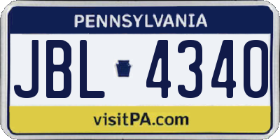 PA license plate JBL4340