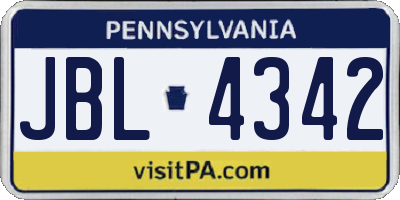 PA license plate JBL4342