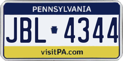 PA license plate JBL4344