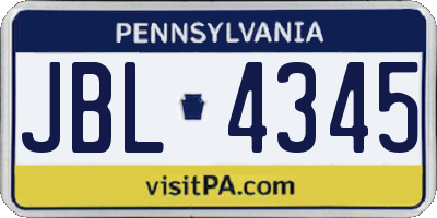 PA license plate JBL4345