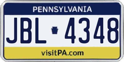 PA license plate JBL4348