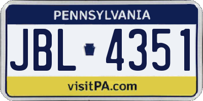 PA license plate JBL4351