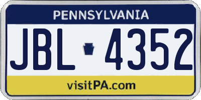 PA license plate JBL4352