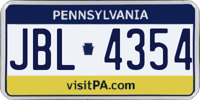 PA license plate JBL4354