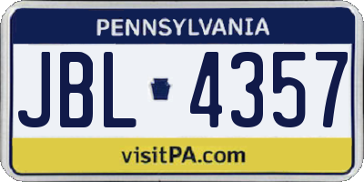 PA license plate JBL4357