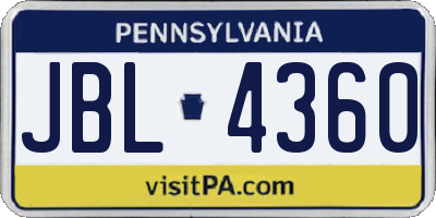 PA license plate JBL4360