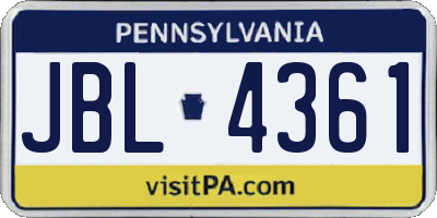 PA license plate JBL4361