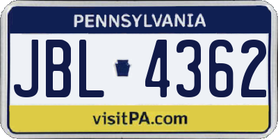 PA license plate JBL4362