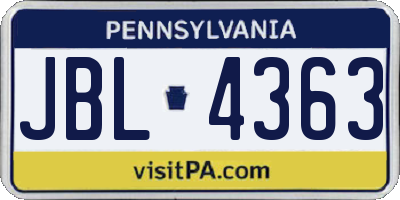 PA license plate JBL4363