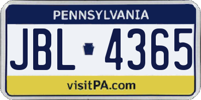 PA license plate JBL4365