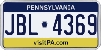 PA license plate JBL4369