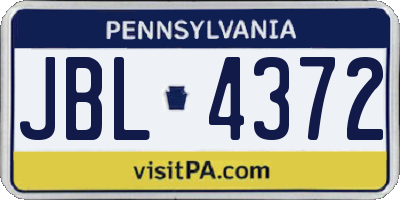 PA license plate JBL4372