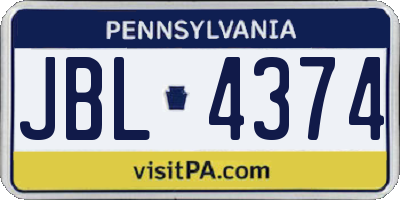 PA license plate JBL4374