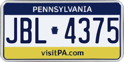 PA license plate JBL4375