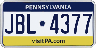 PA license plate JBL4377