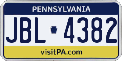 PA license plate JBL4382