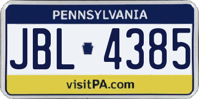 PA license plate JBL4385