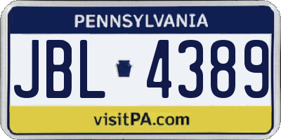 PA license plate JBL4389