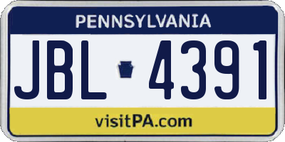 PA license plate JBL4391