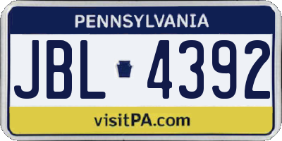 PA license plate JBL4392