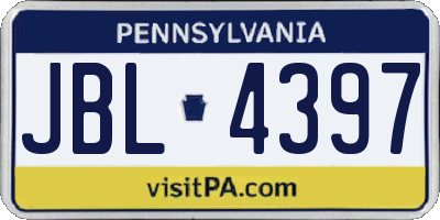 PA license plate JBL4397