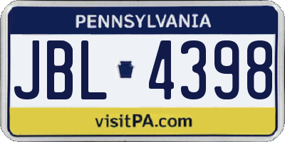 PA license plate JBL4398